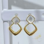 حلق شكل الجوهرة - فضة اصلي s925 مطلي ذهب