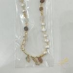 سنسال باحجار طبيعية باللون البني وحبات لولو طبيعية