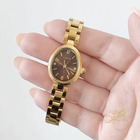 ساعة كاسكيت ذهبي ومينا باللون البني ماركة Sunmate