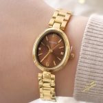 ساعة كاسكيت ذهبي ومينا باللون البني ماركة Sunmate