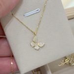 سنسال الفراشة فضة اصلي s925 مطلي ذهب