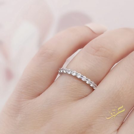 خاتم باند محجر بأحجار مدورة - فضة اصلي s925