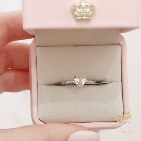 خاتم حجر قلب مع اطار محجر - فضة اصلي s925