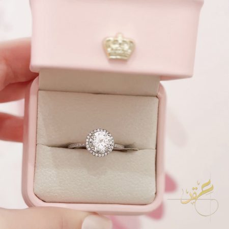 خاتم كلاسيكي مع حجر مدور - فضة اصلي s925