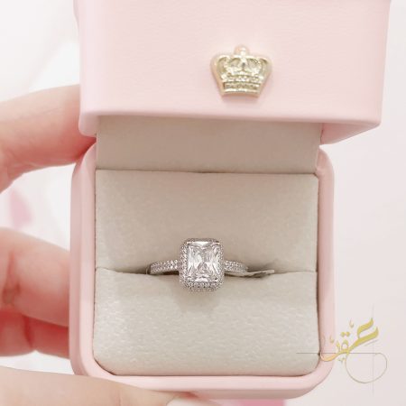 خاتم مستطيل محجر - فضة اصلي s925