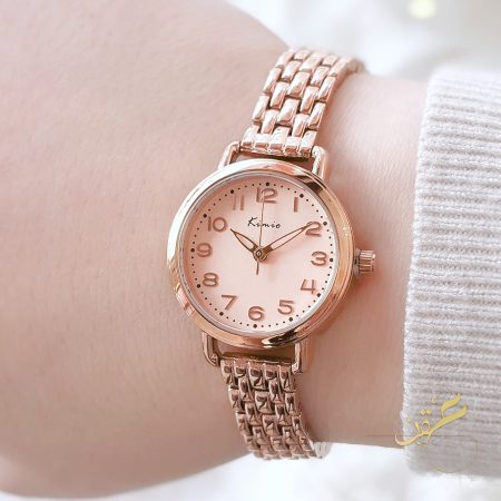 ساعة لون روز جولد مع ارقام - ماركة Kimio