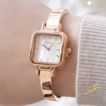 ساعة ستاتية ماركة Kimio مع كاسكيت لون روز جولد ومينا صدفية