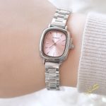 ساعة ستاتية ماركة SUNMATE مع كاسكيت لون فضي مينا لون زهري