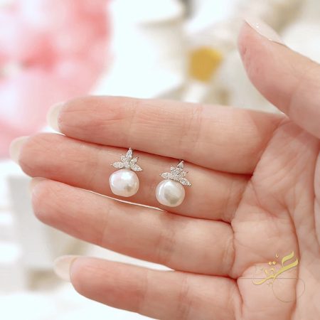 حلق حبات لولو طبيعية - فضة اصلي s925