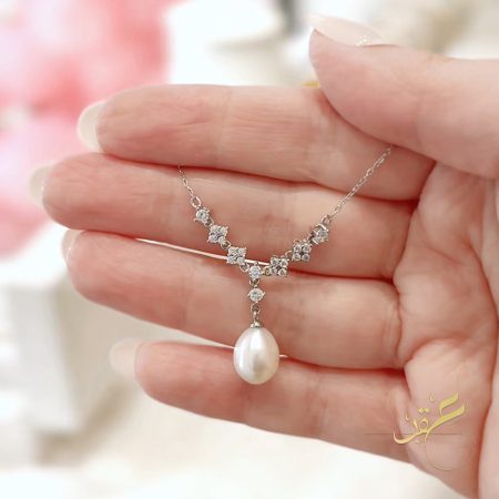 سنسال محجر مع حبة لولو طبيعية - فضة اصلي s925