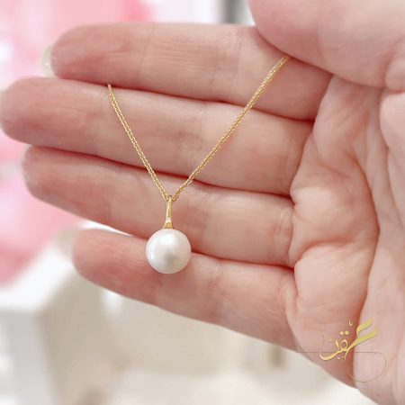 سنسال قلادة حبة لولو طبيعية - فضة اصلي s925 مطلي ذهب