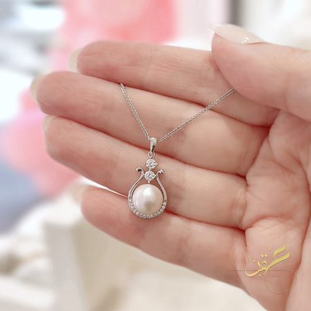 سنسال قلادة حبة لولو طبيعية - فضة اصلي s925