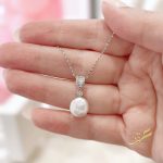 سنسال من الفضة الاصلية s925 مع قلادة حبة لولو طبيعية