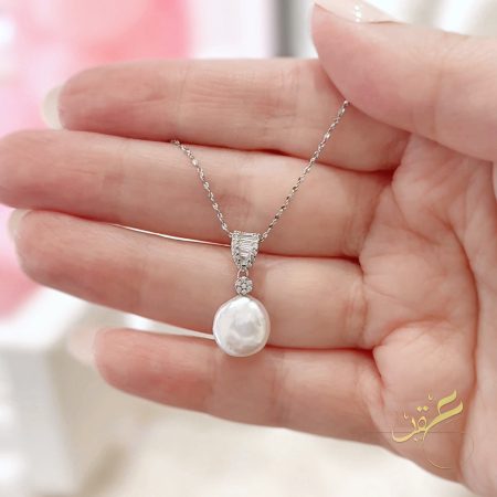 سنسال من الفضة الاصلية s925 مع قلادة حبة لولو طبيعية