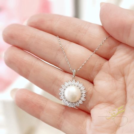 سنسال قلادة الشمس مع حبة لولو طبيعية - فضة اصلي s925