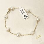 اسوارة حبات لولو طبيعية وسلسلة فضة اصلي s925 مطلية ذهب