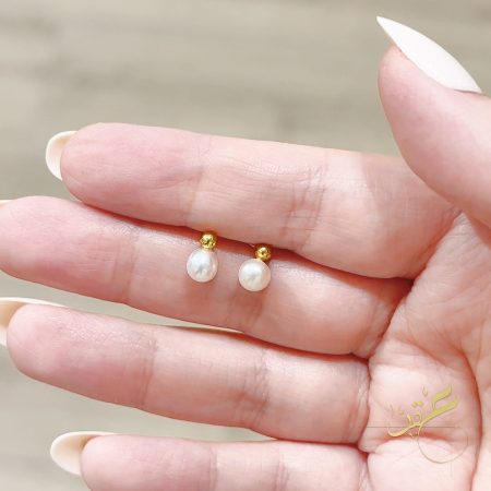حلق لولو طبيعي مع فضة اصلي s925 مطلي ذهب