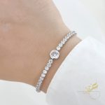 اسوارة تنس مغيط مع تشارم مدورة - فضة اصلي s925