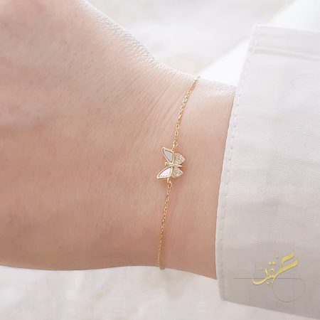 اسوارة الفراشة مع تسكيرة سحاب - فضة اصلي s925 مطلية ذهب