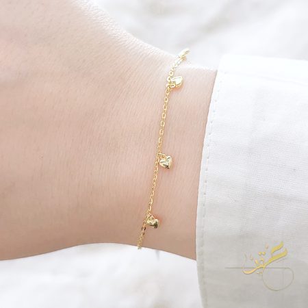 اسوارة القلوب - فضة اصلي s925 مطلية ذهب