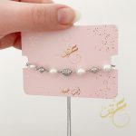 اسوارة محجرة مع حبات لولو لون فضي
