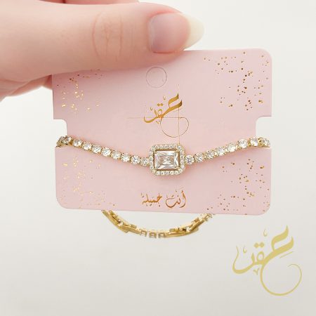 اسوارة محجرة مع حجر مستطيل لون ذهبي