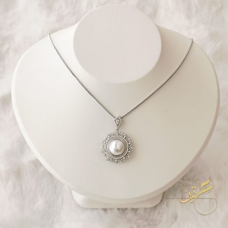 سنسال مزخرف مع حبة لولو طبيعية - فضة اصلي s925