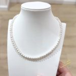 سنسال حبات لولو طبيعية مع سلسلة فضة اصلي s925 مطلية ذهب