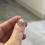 خاتم حبة لولو طبيعية مع اطار محجر - فضة اصلي s925