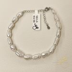 اسوارة حبات لولو طبيعية مع سلسلة فضة اصلي s925