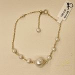 اسوارة حبات لولو طبيعية مع سلسلة فضة اصلي s925 مطلية ذهب