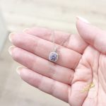 سنسال الماس المواسانيت مع حجر باللون البنفسجي - فضة اصلي s925