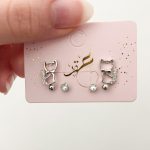 مجموعة حلوق القطة لون فضي