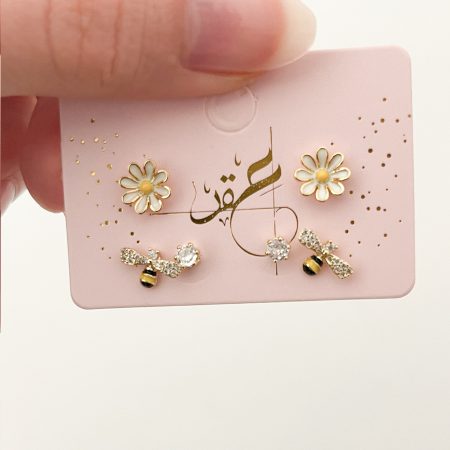مجموعة حلوق النحلة والزهرة لون ذهبي