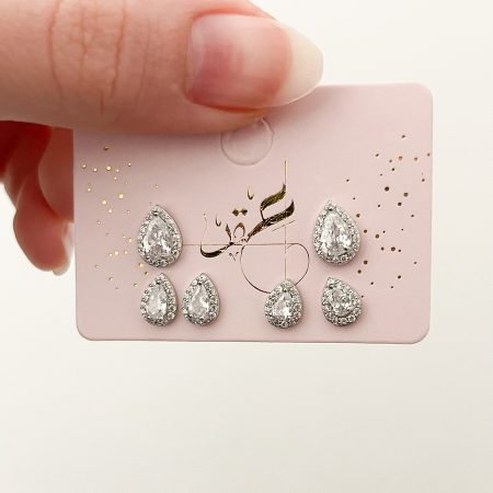 مجموعة حلوق الدمعة لون فضي