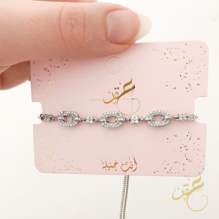اسوارة سلسلة محجرة باللون الفضي مع تسكيرة سحاب