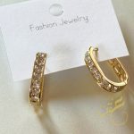 حلق هوب مستطيل محجر لون ذهبي