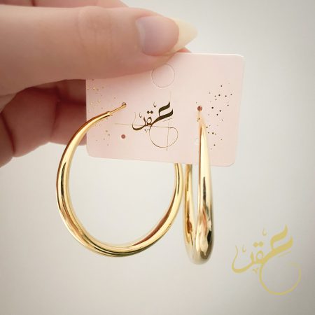 حلق هوب سادة لون ذهبي