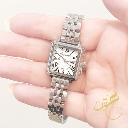 ساعة كلاسيكية باللون الفضي بشكل مربع ماركة Sunmate