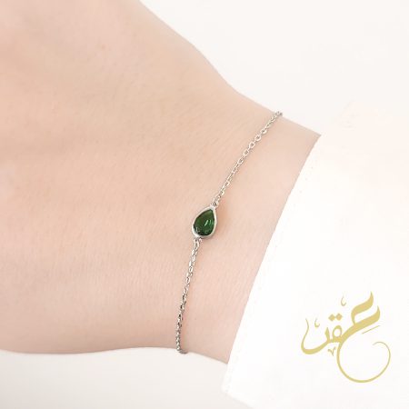 اسوارة الدمعة باحجار باللون الاخضر - فضة اصلي s925