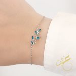 اسوارة الغصن باحجار الاوبال المموجة باللون الاخضر والازرق - فضة اصلي s925